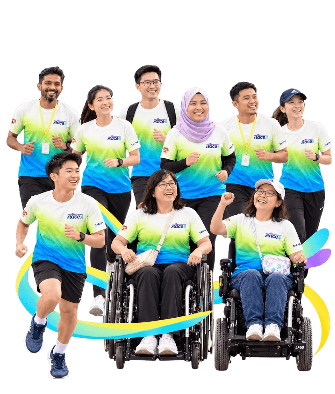 BYSD Community Race participants of different abilities wearing the 2026 event T-shirts